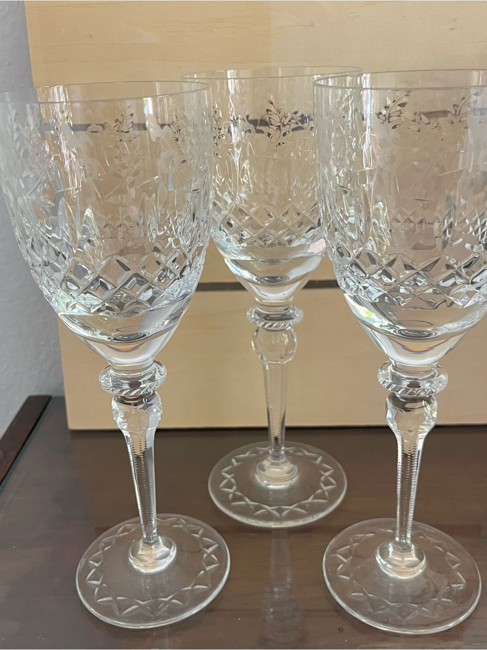 ROGASKA GALLIA 3 WATER OR WINE GLASSES 9 1/4" Signed Etched Excellent Condition